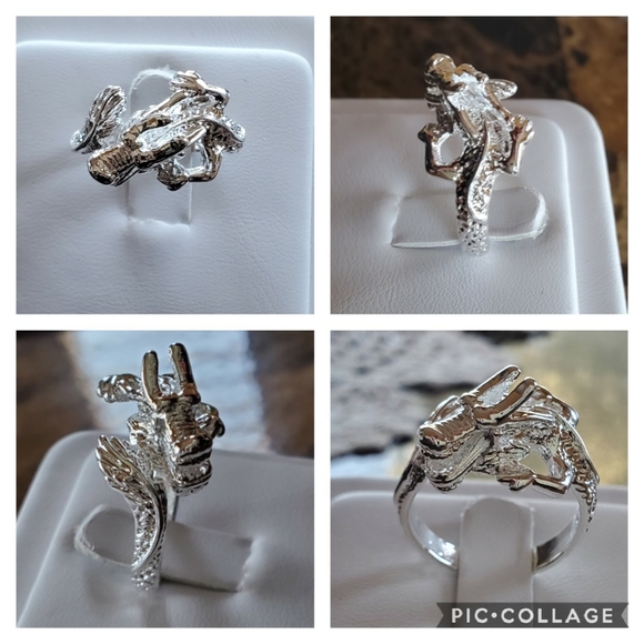Sterling Silver Dragon Rings Size 8 - Picture 4 of 7
